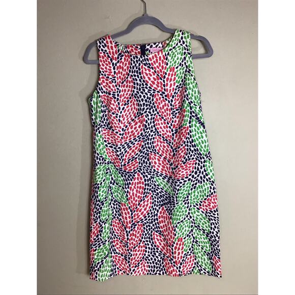 LILLY PULITZER Womens 10 Stephanie Shift Dress Open Call Ikat Leaf Caterpillers - Picture 3 of 12